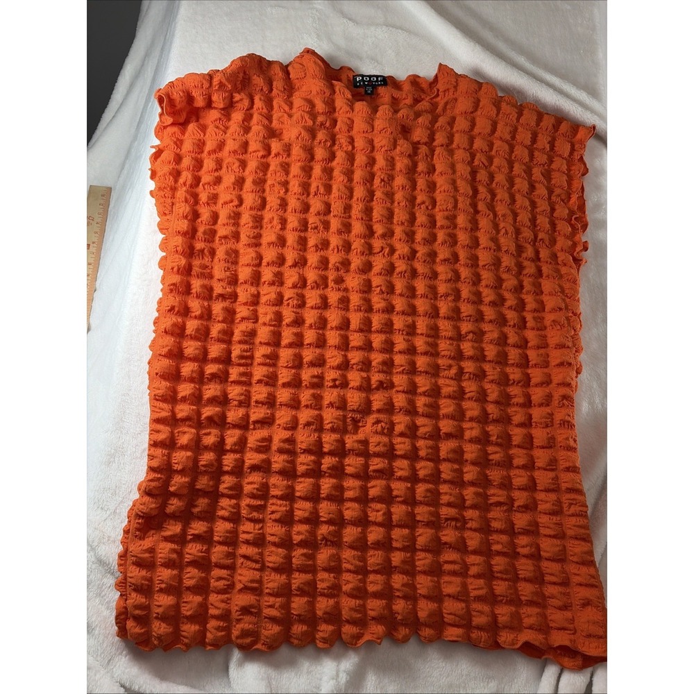 Poof New York‎ Women's 1X Plus Size Top Orange Sleeveless Spring Summer Casual